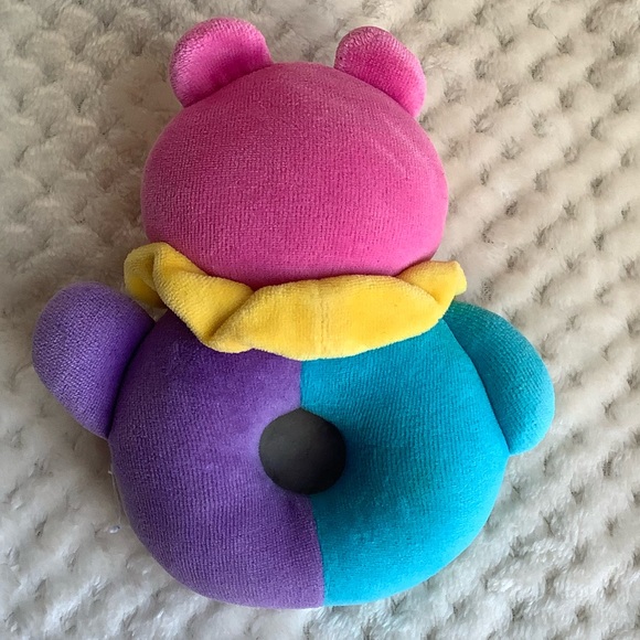 Chicco Pink Blue Yellow and Purple Bear Stuffed Rattle Plush Toy - Picture 3 of 3